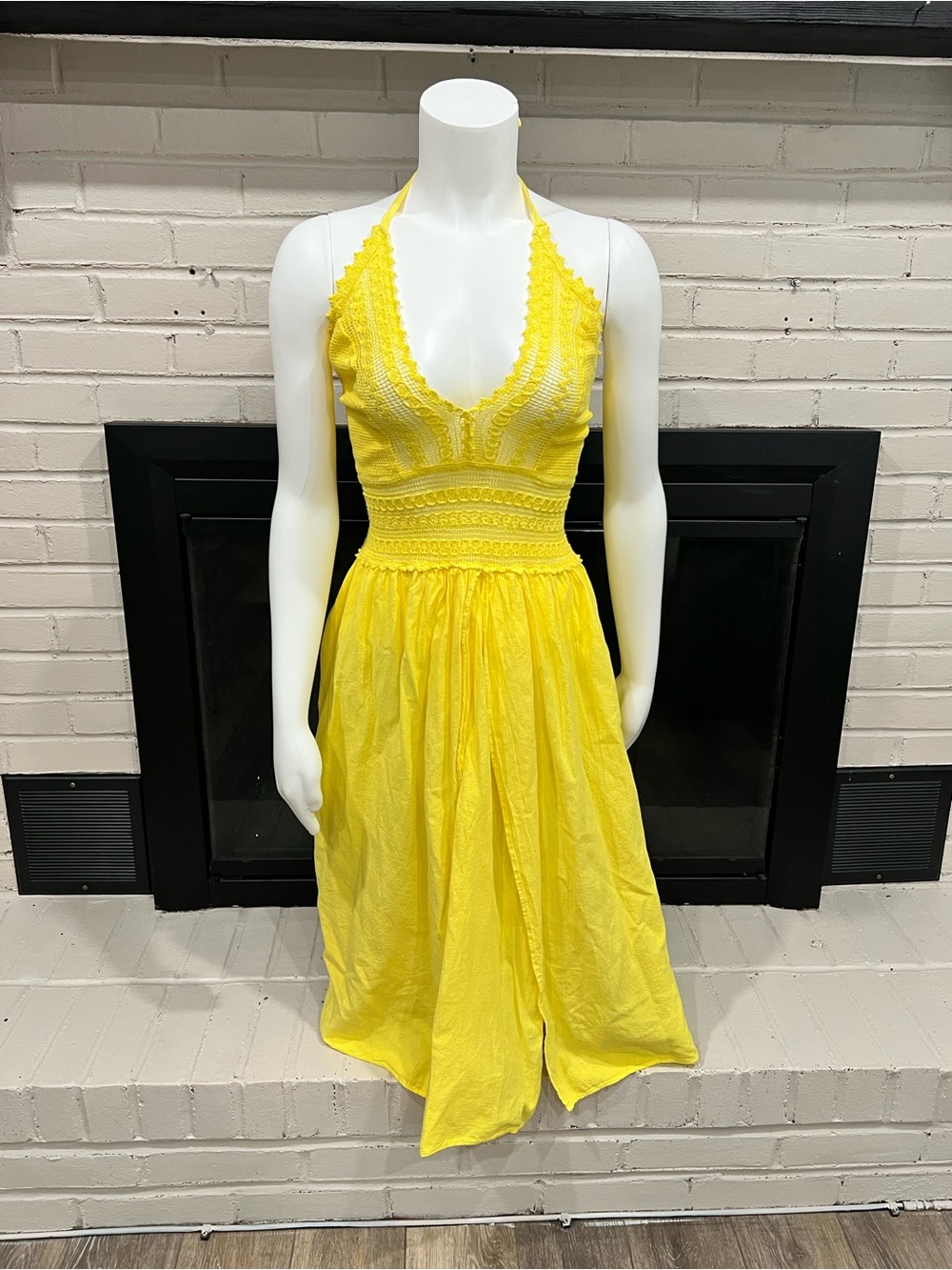 Yellow Halter cotton dress by Seaspice size S